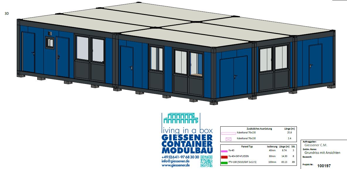 Büro Aufhenthalt Werkstattcontainer BieberMarburg Giessener Container Modulbau Grafrik
